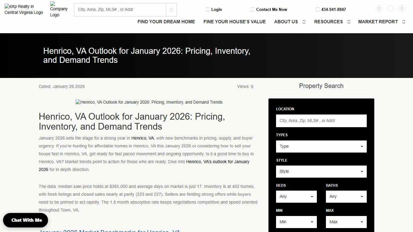 Henrico, VA Outlook for January 2026: Pricing, Inventory, and Demand Trends
